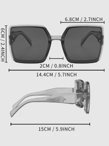 Geometric Frame Fashion Glasses - Light Grey - View 5