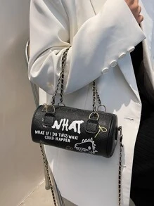 防水、輕巧、商務休閒字母和卡通圖案波士頓包適合青少年女大學生、菜鳥和白領，非常適合辦公室、大學、工作、商務、通勤 - 黑色 - 查看 2