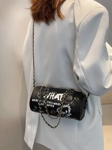 防水、輕巧、商務休閒字母和卡通圖案波士頓包適合青少年女大學生、菜鳥和白領，非常適合辦公室、大學、工作、商務、通勤 - 黑色 - 查看 3