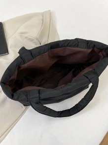 Túi tote chần gòn sức chứa lớn siêu nhẹ - màu đen - Xem 8