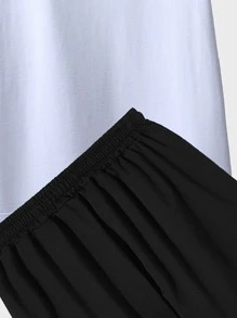 Manfinity Homme Men Letter & Picture Print Drop Shoulder Tee & Drawstring Waist Shorts