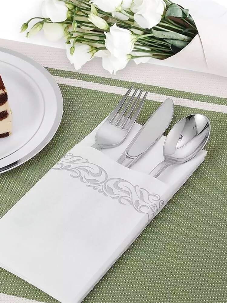 10/50入組紙巾客人毛巾一次性高級品質3層晚餐餐巾柔軟,吸水,派對,婚禮餐巾適用於廚房,派對,晚餐或活動 - 彩色 - 查看 3