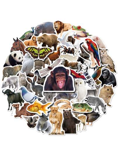 50入組動物印花貼紙