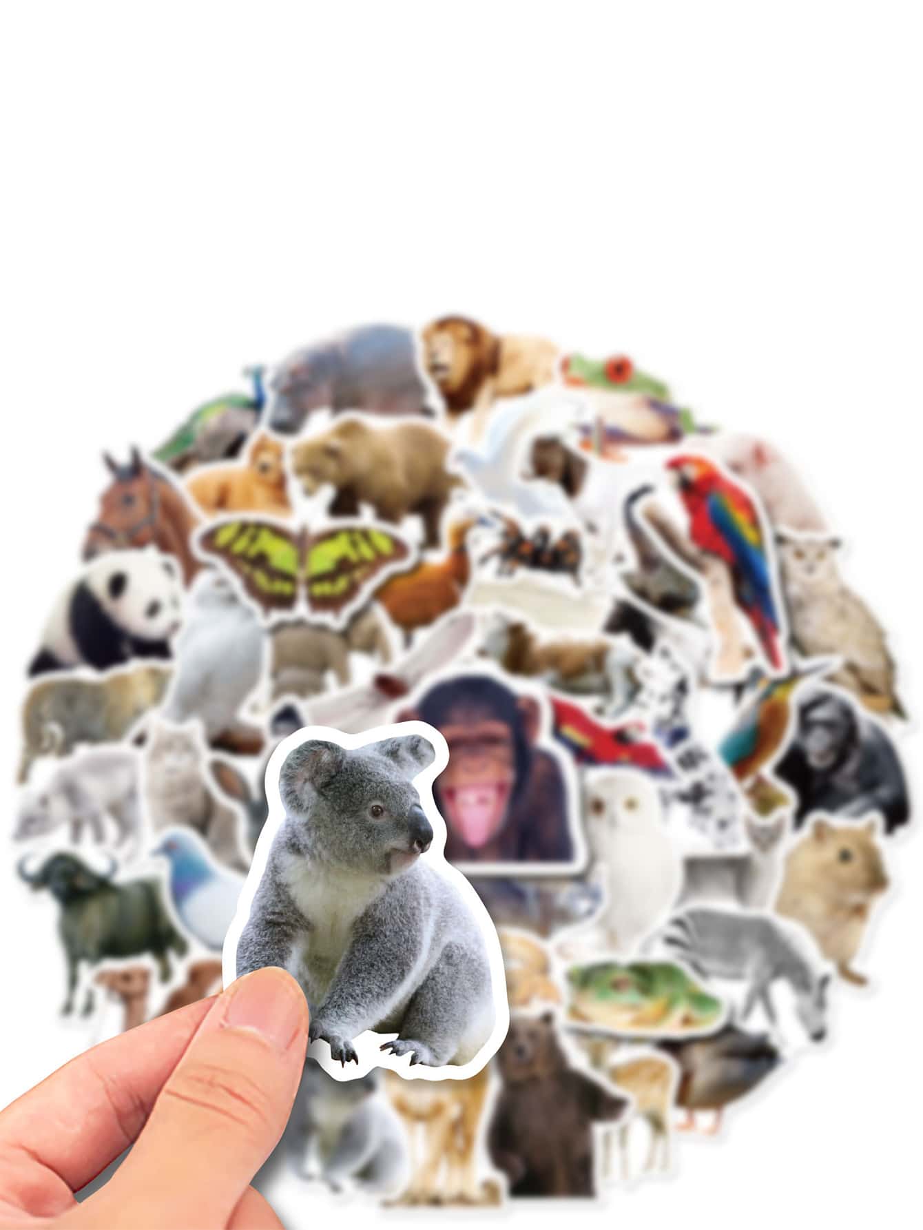 50入組動物印花貼紙 - 彩色 - 查看 2