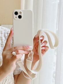 素色手機殼附帶繩子 - 白色 - 查看 1