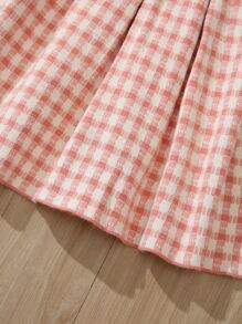 Toddler Girls Gingham Pattern Fold Pleated 2 In 1 Jumper Dress - Multicolor - View 4