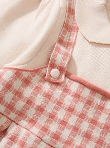 Toddler Girls Gingham Pattern Fold Pleated 2 In 1 Jumper Dress - Multicolor - View 5