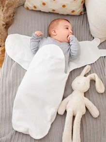 1 pieza Manta de arrullo de bebé de doble capa con estampado de corazones - Blanco - Ver 1