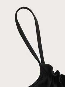 SHEIN MOD Top corto de tirantes ribete fruncido pecho con fruncido - Negro - Ver 3