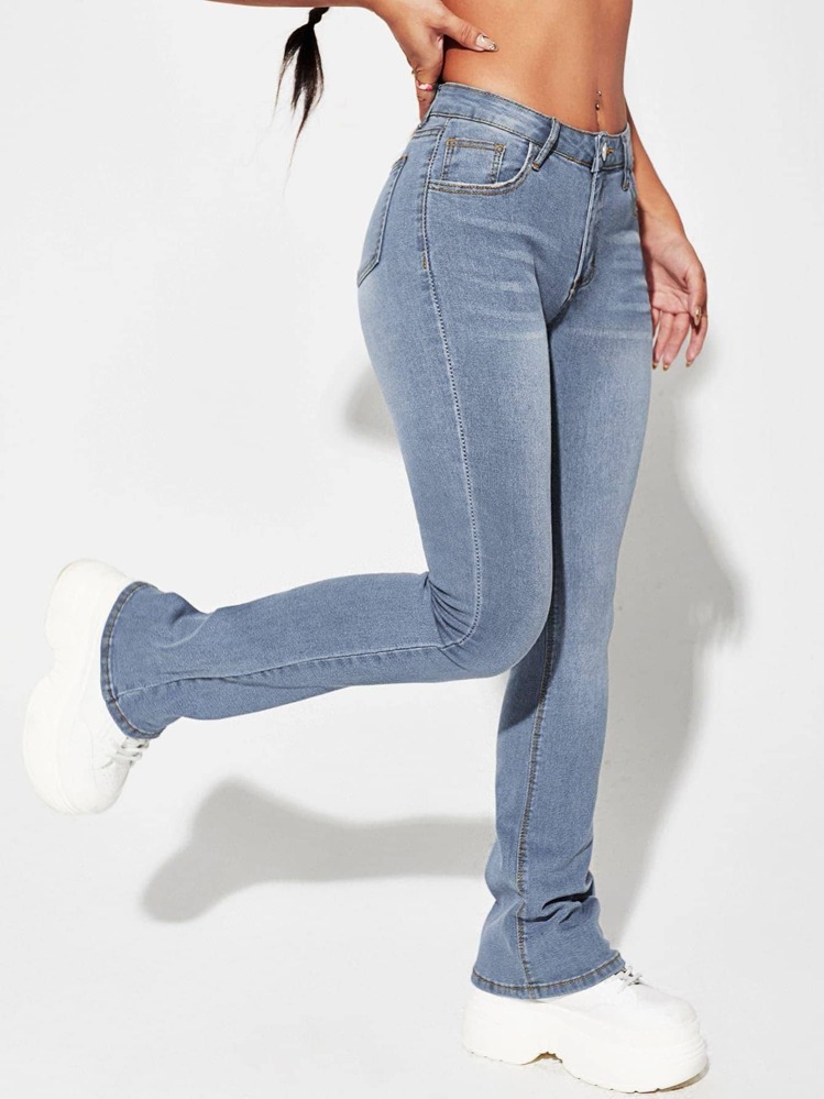 SHEIN ICON Slant Pocket Bootcut Jeans - Medium Wash - View 1