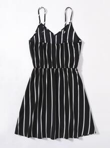 SHEIN VCAY Đầm Sọc Giải trí - màu đen - Xem 2