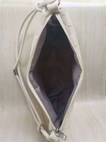 簡約拉鍊 Hobo Bag 單肩包、斜挎包、斜挎包有趣、可愛、經典毛絨餃子包女式、女士、情人、學校旅行、工作和辦公室、週末和假期、學校、旅行度假必需品 - 米色 - 查看 4