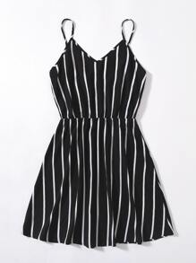 SHEIN VCAY Đầm Sọc Giải trí - màu đen - Xem 3