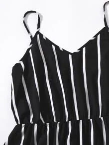 SHEIN VCAY Đầm Sọc Giải trí - màu đen - Xem 4