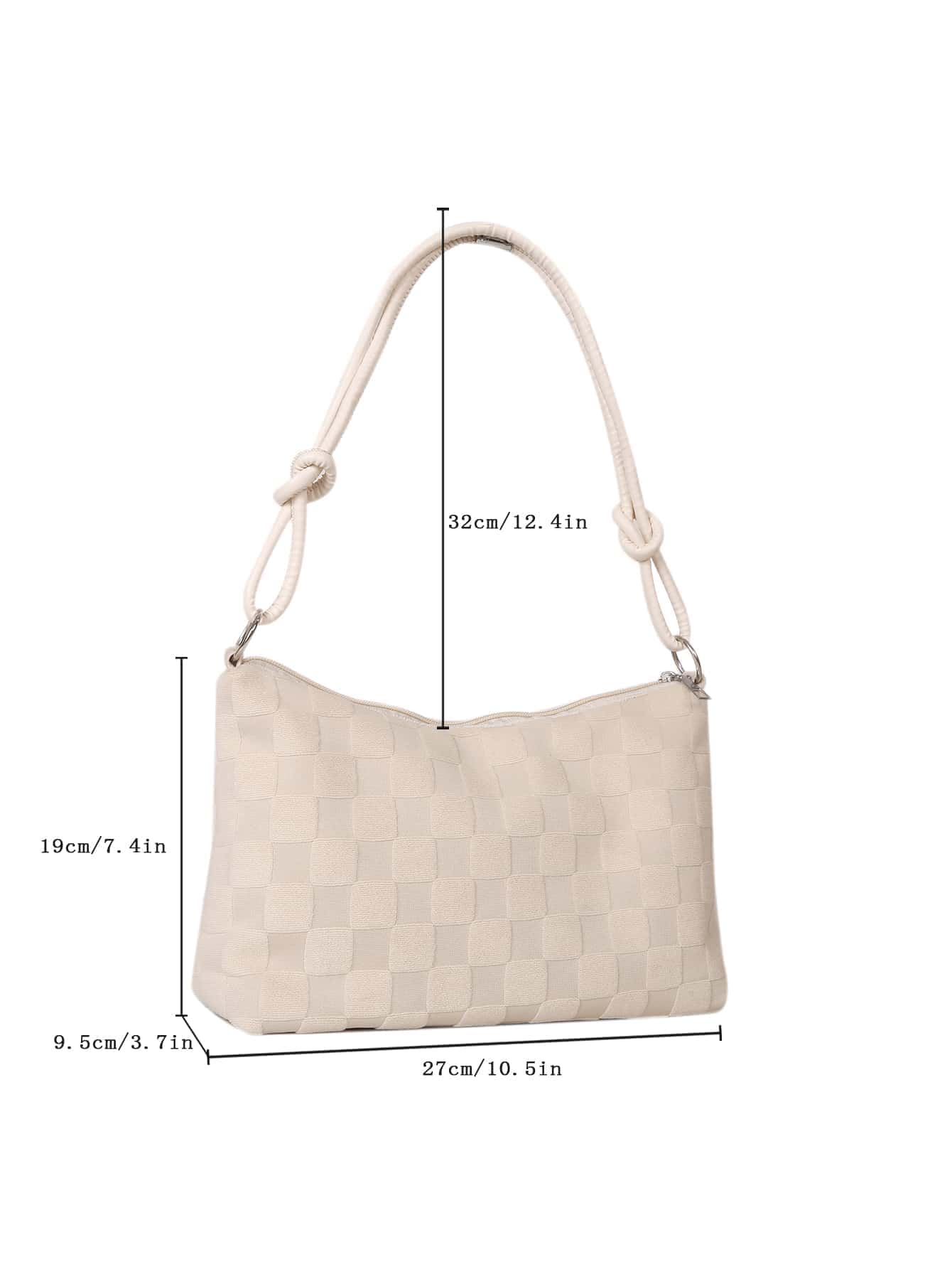 簡約拉鍊 Hobo Bag 單肩包、斜挎包、斜挎包有趣、可愛、經典毛絨餃子包女式、女士、情人、學校旅行、工作和辦公室、週末和假期、學校、旅行度假必需品 - 米色 - 查看 6