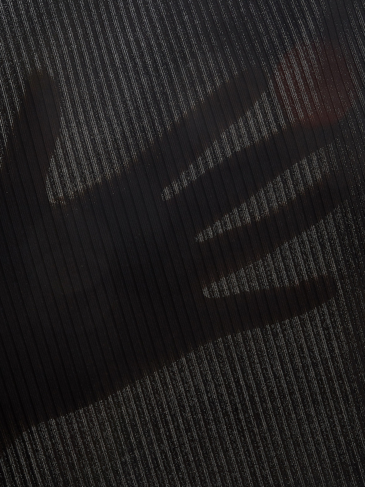 SHEIN EZwear Off Shoulder Notched Neck Lettuce Trim Rib-knit Dress - Black - View 6