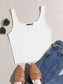 Muchica Áo tank top trơn - trắng - Xem 1