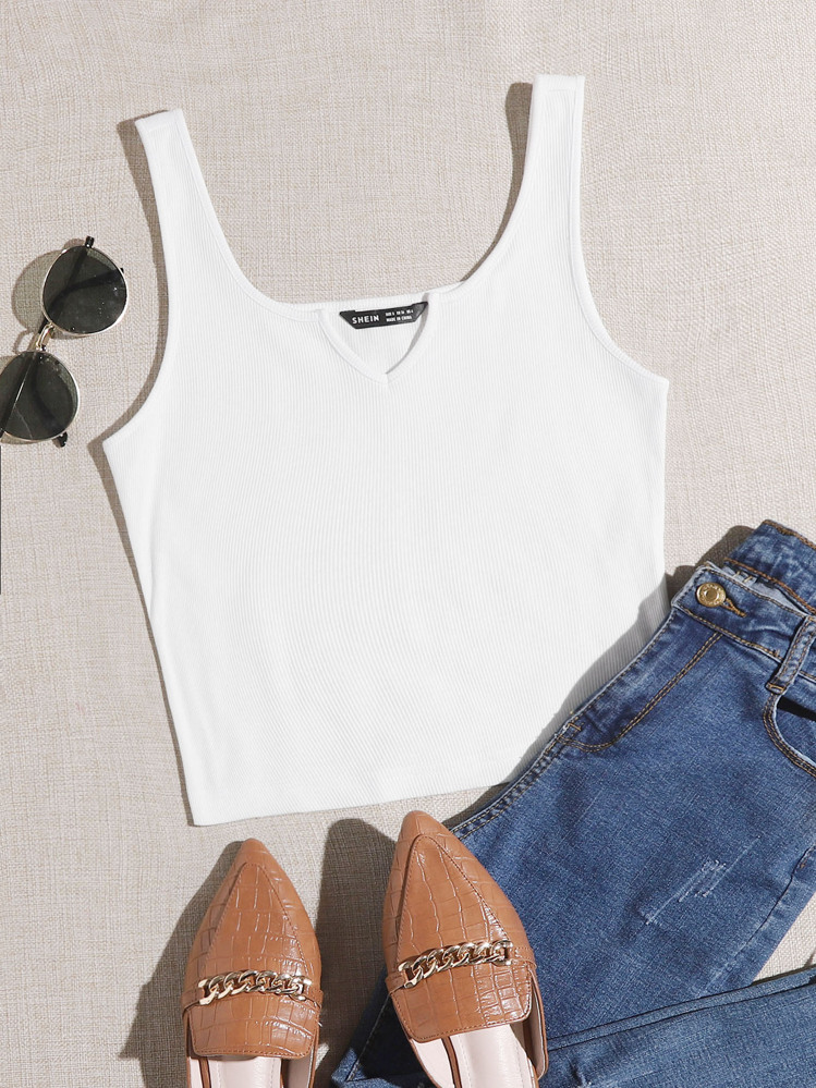 Muchica Áo tank top trơn - trắng - Xem 1