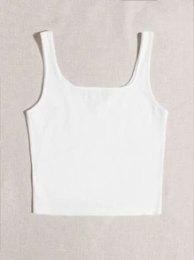 Muchica Áo tank top trơn - trắng - Xem 2