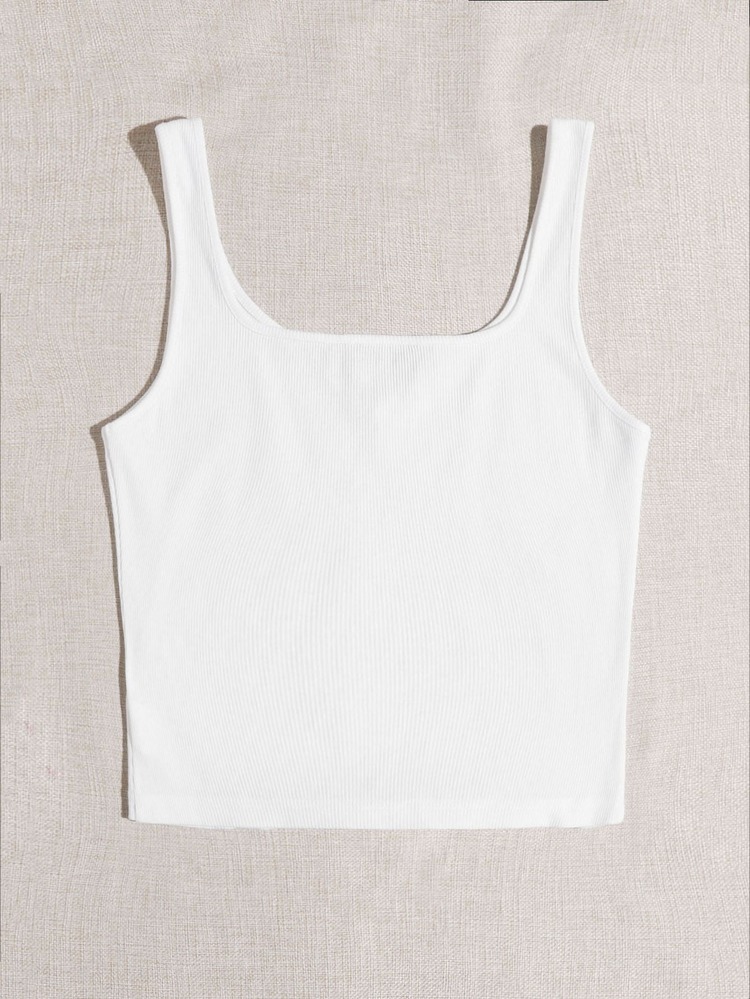 Muchica Áo tank top trơn - trắng - Xem 2