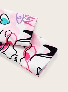 Figure Graphic Blazer & Split Hem Skirt - Multicolor - View 3