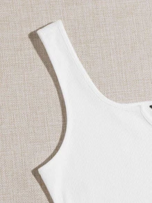 Muchica Áo tank top trơn - trắng - Xem 5