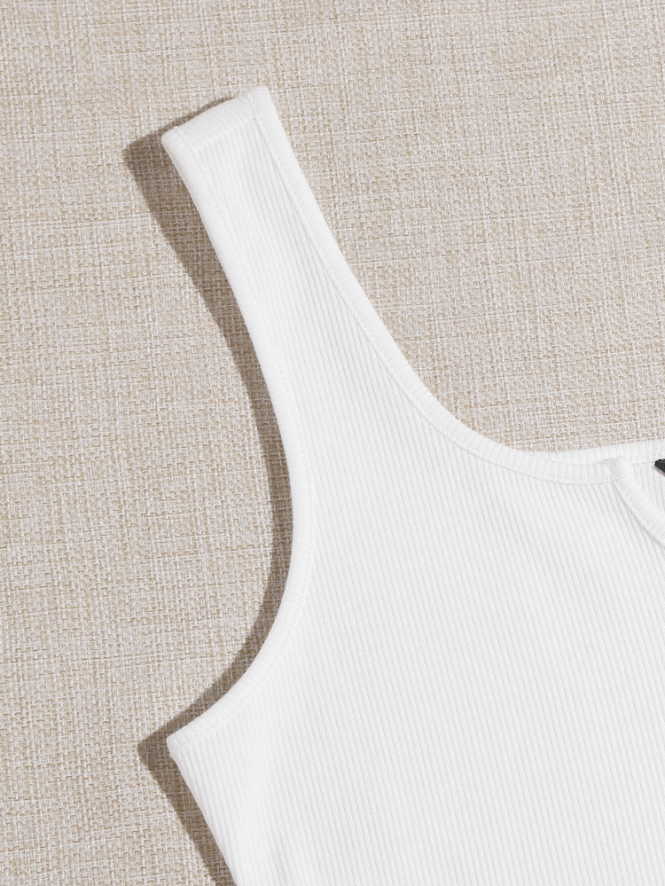 Muchica Áo tank top trơn - trắng - Xem 5