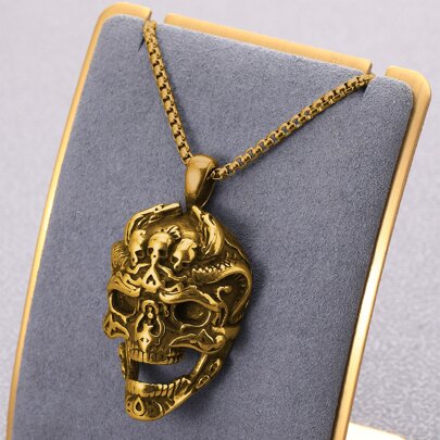Men Skull Charm Necklace