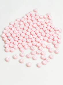 Yiwu Qiyou Accessories Co., LTD 100 Cái/gói 7Mm Tông Màu Hồng Bảng Chữ Cái Hạt Acrylic, Hạt Acrylic Hình Trái Tim & Ngôi Sao Để Làm Vòng Tay, Dây Cổ, Dây Đeo Điện Thoại - Hồng - Xem 2