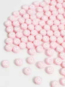 Yiwu Qiyou Accessories Co., LTD 100 Cái/gói 7Mm Tông Màu Hồng Bảng Chữ Cái Hạt Acrylic, Hạt Acrylic Hình Trái Tim & Ngôi Sao Để Làm Vòng Tay, Dây Cổ, Dây Đeo Điện Thoại - Hồng - Xem 1