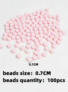 Yiwu Qiyou Accessories Co., LTD 100 Cái/gói 7Mm Tông Màu Hồng Bảng Chữ Cái Hạt Acrylic, Hạt Acrylic Hình Trái Tim & Ngôi Sao Để Làm Vòng Tay, Dây Cổ, Dây Đeo Điện Thoại - Hồng - Xem 4