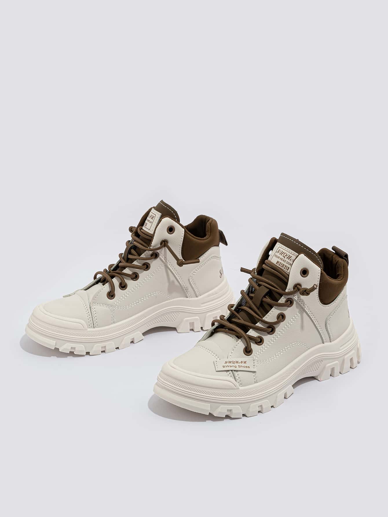 حذاء رياضي نسائي عالي الكاحل مفصل بقطع من الخريف/ا...