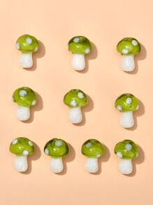 10pcs Mushroom Lampwork Beads Green Yellow Mushroom Design DIY Bead - Green - View 1