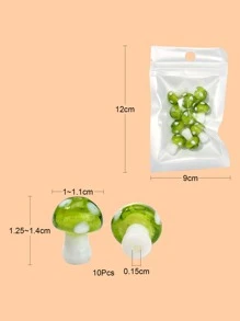 10pcs Mushroom Lampwork Beads Green Yellow Mushroom Design DIY Bead - Green - View 3