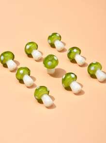 10pcs Mushroom Lampwork Beads Green Yellow Mushroom Design DIY Bead - Green - View 4