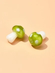 10pcs Mushroom Lampwork Beads Green Yellow Mushroom Design DIY Bead - Green - View 5