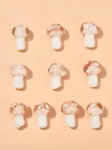 10 piezas Cuentas de murano de hongos, Abalorio DIY con diseño de hongo rosa brumoso - Rosa Pálido - Ver 1