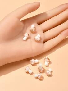 10 piezas Cuentas de murano de hongos, Abalorio DIY con diseño de hongo rosa brumoso - Rosa Pálido - Ver 2