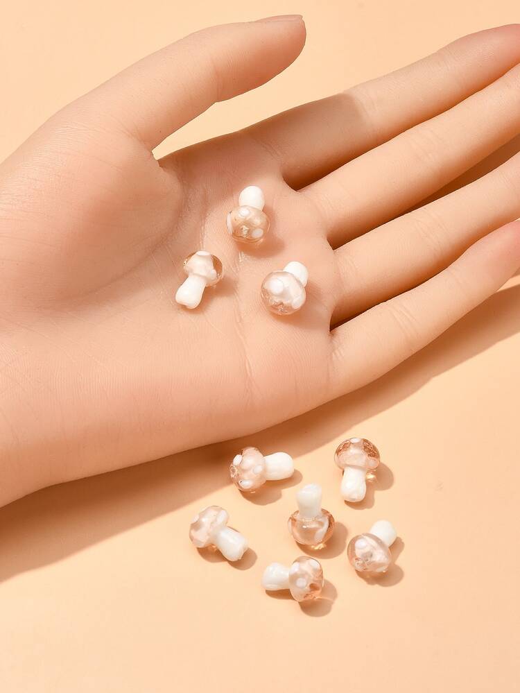 10顆蘑菇燈飾珠迷霧玫瑰蘑菇設計DIY珠 - 淺粉色 - 查看 2