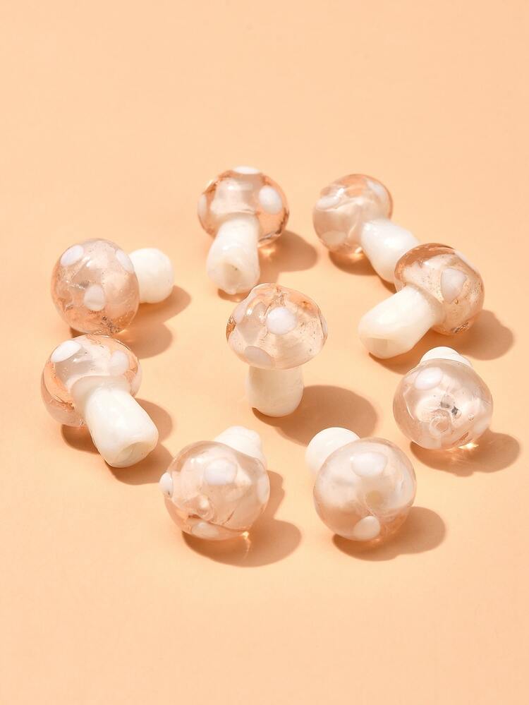 10顆蘑菇燈飾珠迷霧玫瑰蘑菇設計DIY珠 - 淺粉色 - 查看 3