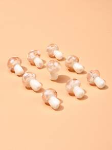 10 piezas Cuentas de murano de hongos, Abalorio DIY con diseño de hongo rosa brumoso - Rosa Pálido - Ver 5