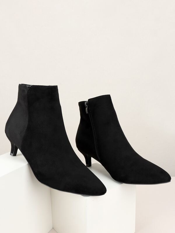 New Autumn/Winter Fashion Versatile Suede Pointed-Toe Zip-Up Ankle Boots,Boots For Women,Kitten Heels