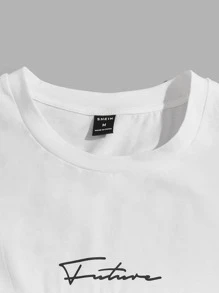 GENTILAND Men Cotton Letter Graphic Plaid Tee & Drawstring Waist Pants - Multicolor - View 4