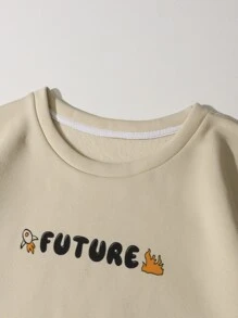 Manfinity Hypemode Loose-Fit Men's Thermal Lined Sweatshirt With Cartoon And Letter Print - Apricot - View 6