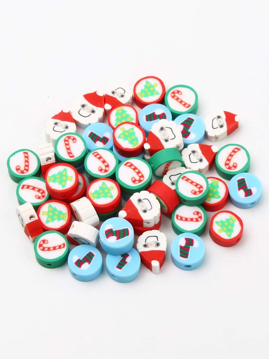 50pcs Christmas Style DIY Clay Beads For Bracelet - Multicolor - View 1
