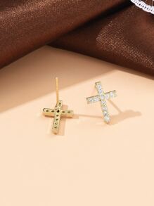 Hoa tai đinh tán thiết kế chữ thập Rhinestone - Nhiều màu - Xem 4