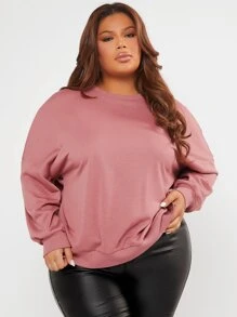 SHEIN SXY Plus Rhinestone Detail Cut Out Twist Back Drop Shoulder Sweatshirt - Dusty Pink - View 2
