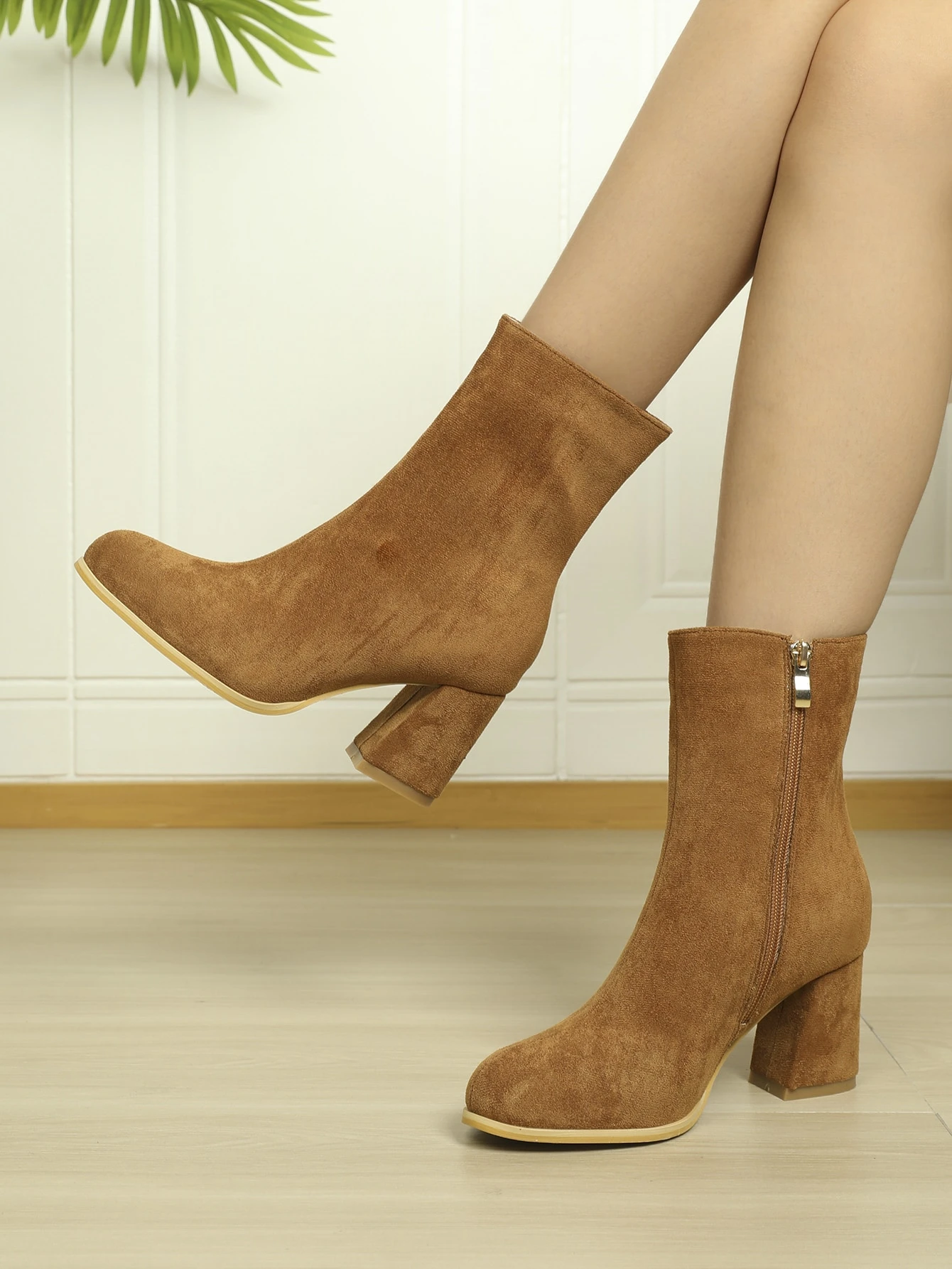Faux suede zipper boots Clearance