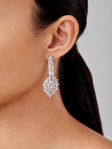 DV JEWELRY Bông tai thả trang trí bằng đá khối Zirconia - Bạc - Xem 5