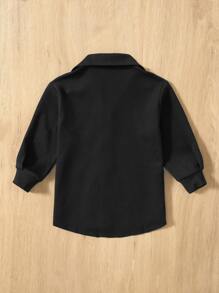 SHEIN Áo khoác trơn màu thường ngày cho bé gái, mùa thu - màu đen - Xem 2